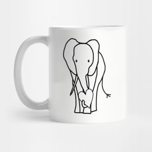 Big Animals Elephant with Heart Outline for Valentines Day Graphic Mug